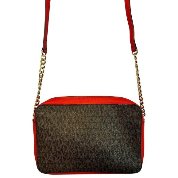 Michael Kors Med Red Leather Jet Set Crossbody Bag Butterfly Embellished Purse - Picture 2 of 11